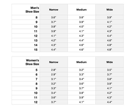 nike running shoes size chart